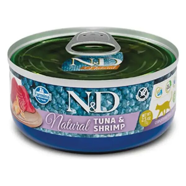 n&d natural cat lattina multipack 30x70g tonno con gamberetti