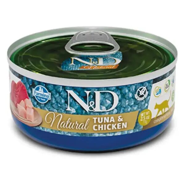 n&d natural cat lattina multipack 30x70g tonno con pollo