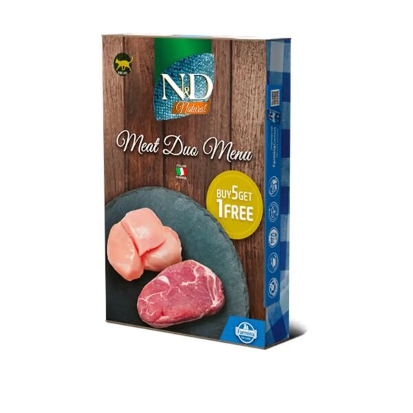 n&d natural cat meat duo menu lattina multipack 6x70g mix carne