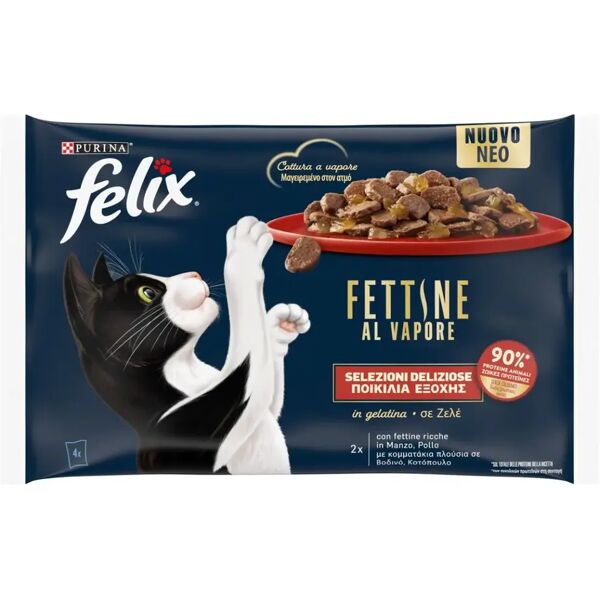 felix fettine al vapore umido gatto con manzo e pollo 4x80g manzo e pollo