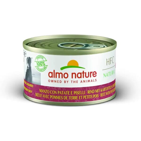 almo nature hfc natural dog lattina multipack 24x95g manzo con patate e piselli