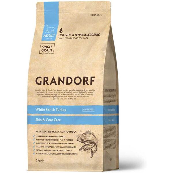 grandorf cat adult skin&care pesce bianco 2kg