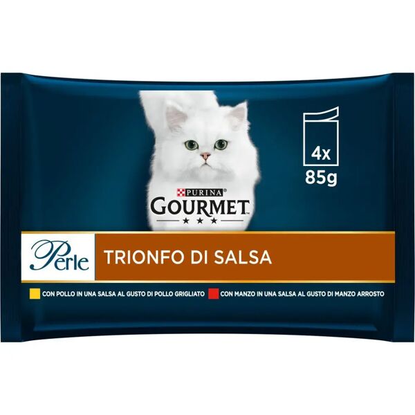 gourmet perle trionfo in salsa busta multipack 4x85g manzo e pollo