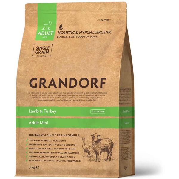 grandorf dog mini adult agnello e tacchino 3kg