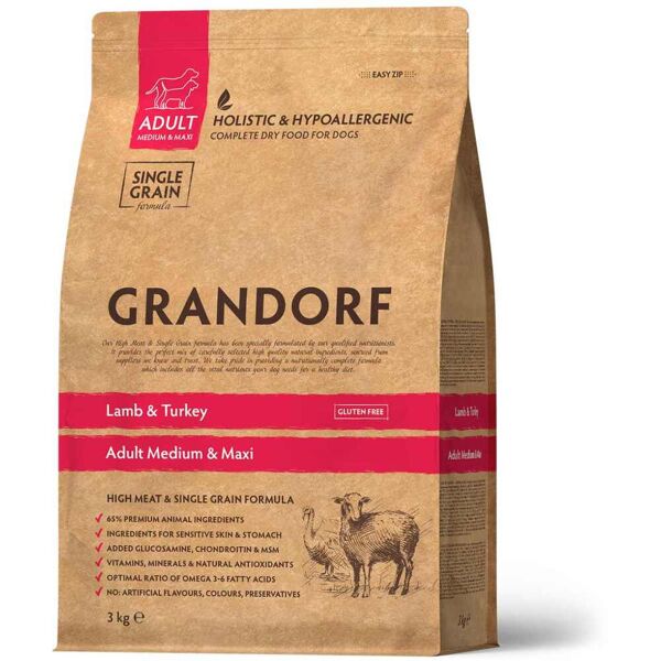 grandorf dog adult medium & maxi agnello e tacchino 3kg