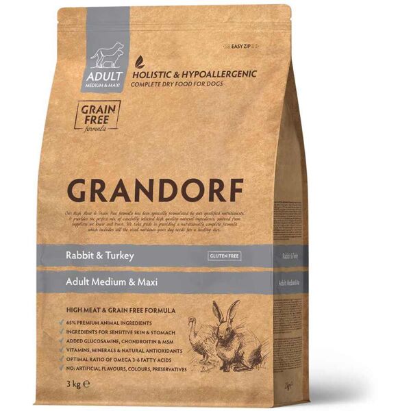 grandorf dog adult med/max coniglio e tacchino 3kg