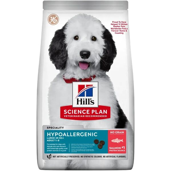 hills hill's science plan hypoallergenic adult large breed alimento secco per cani al salmone 14kg