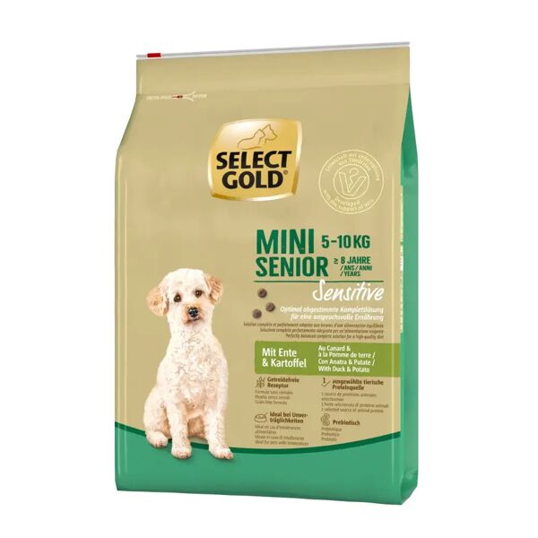 select gold sensitive mini senior con anatra e patate 4kg