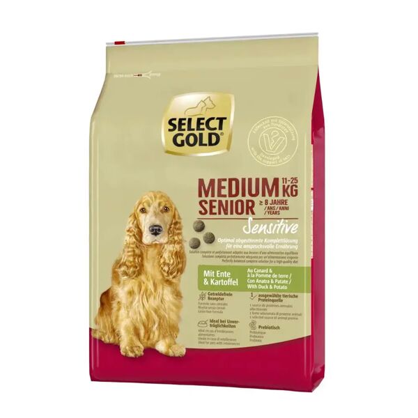 select gold sensitive dog medium senior anatra e patate 4kg