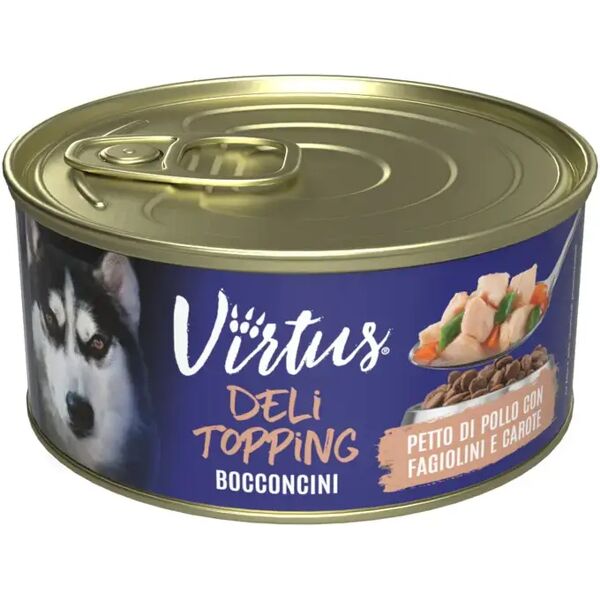 virtus deli topping dog lattina multipack 4x150g petto di pollo con fagiolini e carote