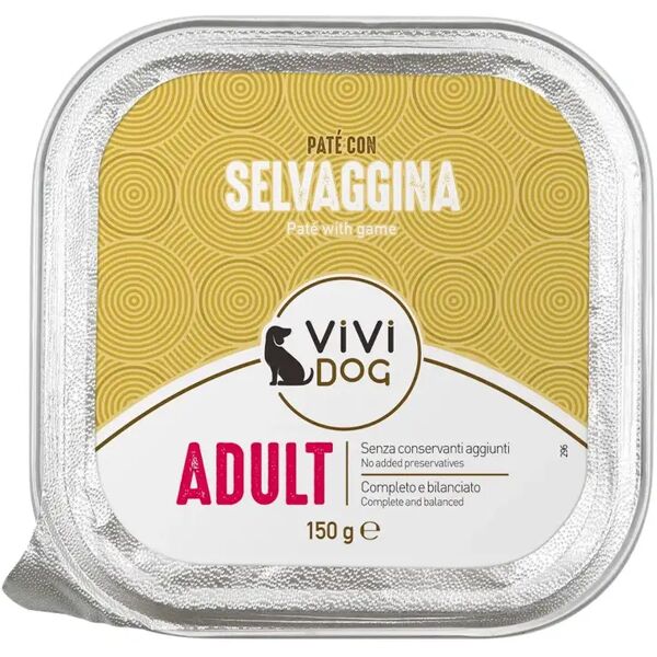 vivi dog adult vaschetta multipack 12x150g selvaggina