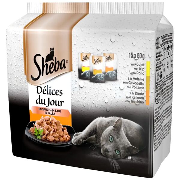 sheba délices du jour cat busta multipack 15x50g mix carne