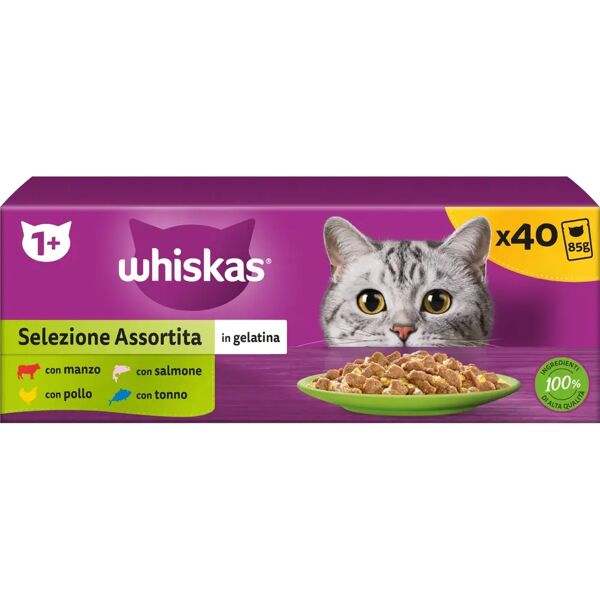 whiskas cat busta multipack 40x85g mix carne e pesce