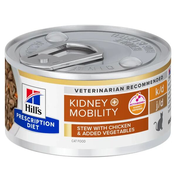 hills hill's prescription diet k/d kidney+mobility alimento per gatti pollo 82g