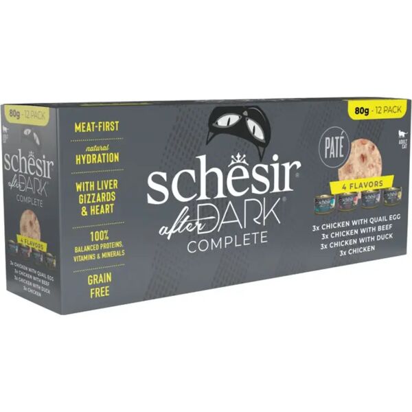 schesir after dark cat mix patè lattina multipack 12x80g mix carne