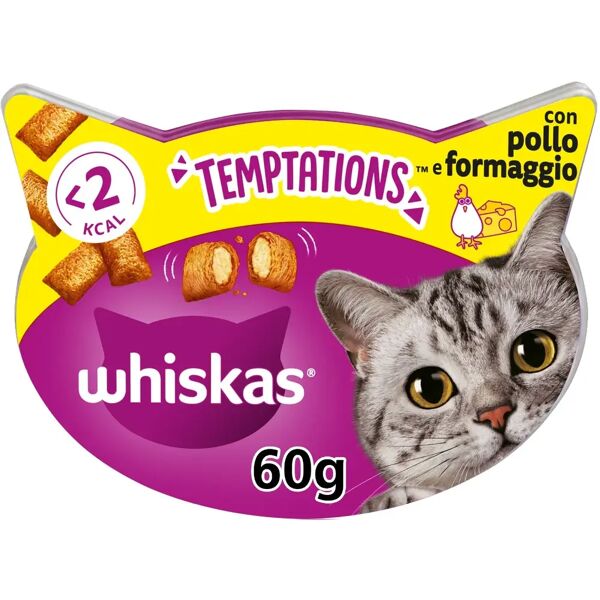 whiskas snack gatto temptations pollo e formaggio 60g 60g