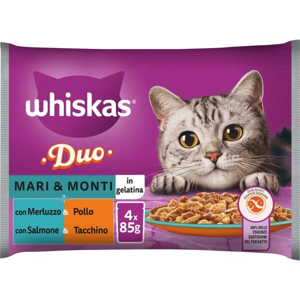 whiskas duo cat busta multipack 4x85g mix carne e pesce