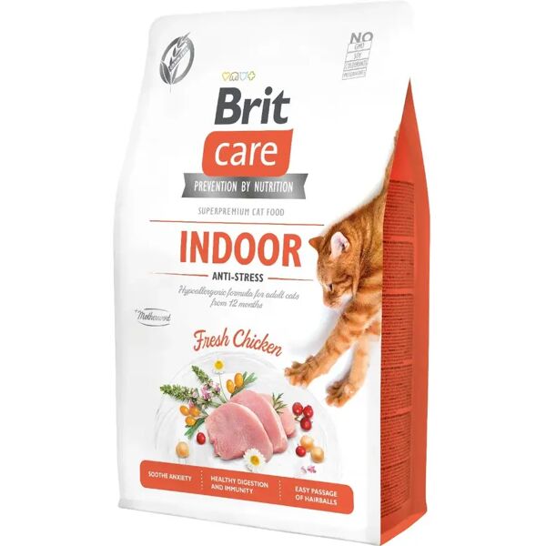 brit care cat grain free indoor anti stress pollo 2kg