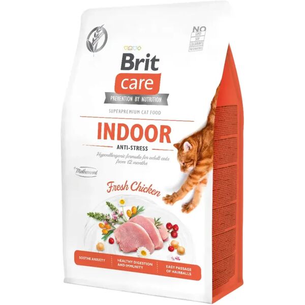 brit care cat grain free indoor anti stress pollo 400g