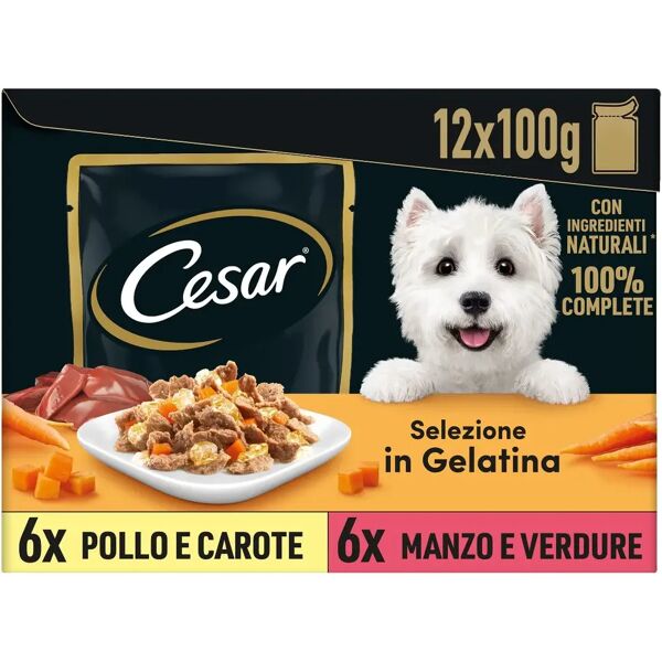 cesar dog busta in gelatina multipack 12x100g mix carne e verdura