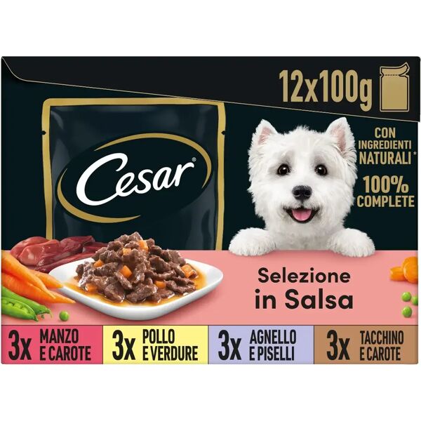 cesar dog busta in salsa multipack 12x100g mix carne e verdura