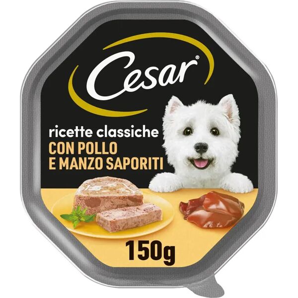 cesar dog ricette classiche vaschetta multipack 14x150g pollo e manzo