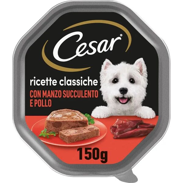 cesar dog ricette classiche vaschetta multipack 14x150g manzo e pollo