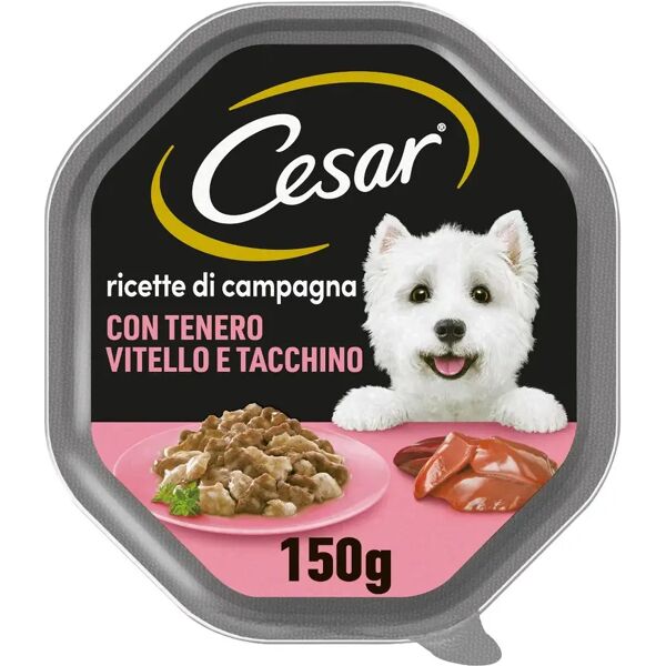 cesar dog ricette di campagna vaschetta multipack 14x150g vitello e tacchino