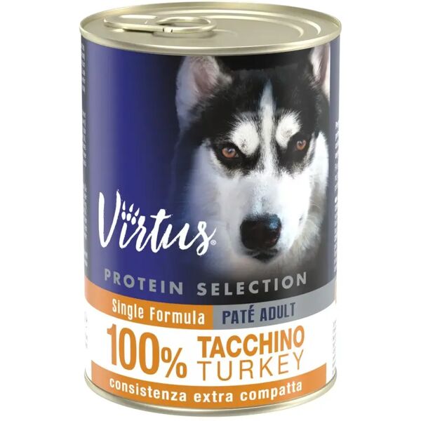 virtus protein selection dog pate compatto lattina 400g tacchino