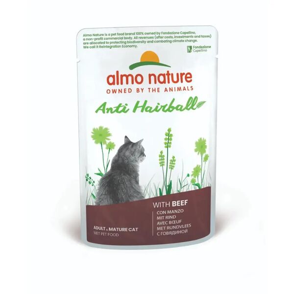 almo nature cat holistic anti hairball busta multipack 30x70g manzo