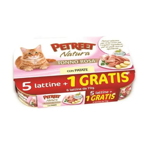 petreet natura cat lattina multipack 6x70g tonno rosa con patate