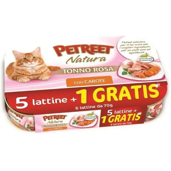 petreet natura cat lattina multipack 6x70g tonno rosa con carote