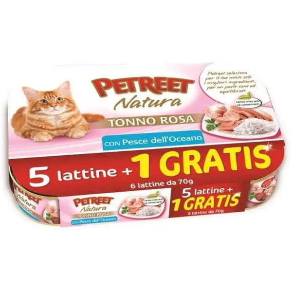 petreet natura cat lattina multipack 6x70g tonno rosa con pesce dell'oceano