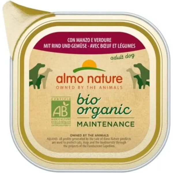 almo nature bio organic maintenance dog vaschetta multipack 32x100g manzo e verdure