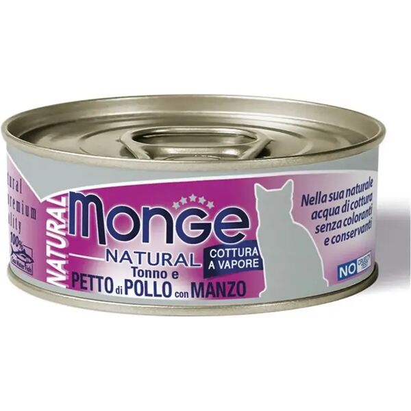 monge natural cat lattina multipack 24x80g tonno e petto di pollo