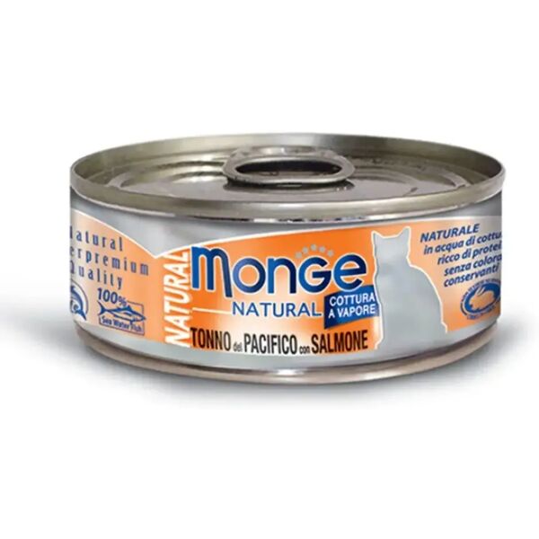 monge natural cat lattina multipack 24x80g tonno con salmone