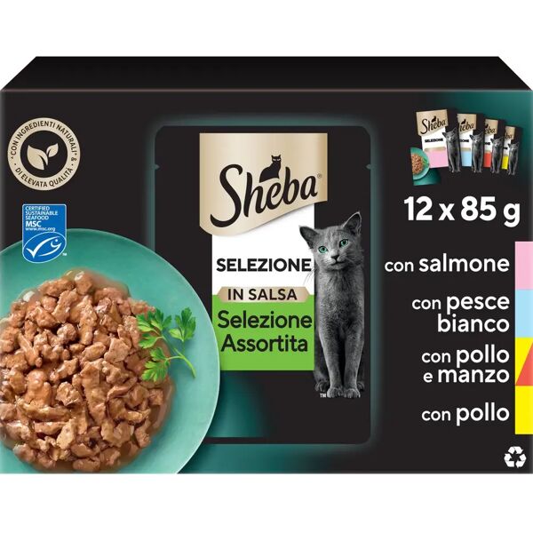 sheba selezione cat busta multipack 12x85g mix pesce e carne