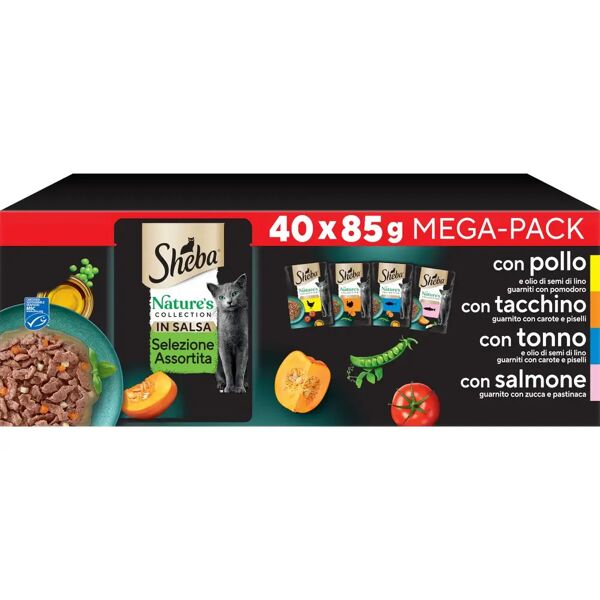 sheba nature’s collection in salsa cat busta multipack 40x85g mix carne e pesce