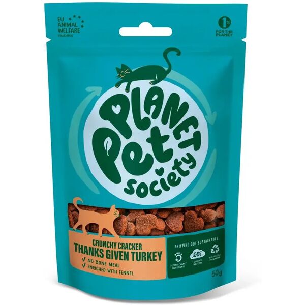 planet pet society cat snack crunchy cracker 50g tacchino