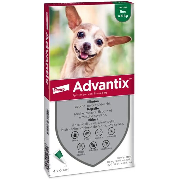 advantix spot on cane fino a 4kg 4 pipette