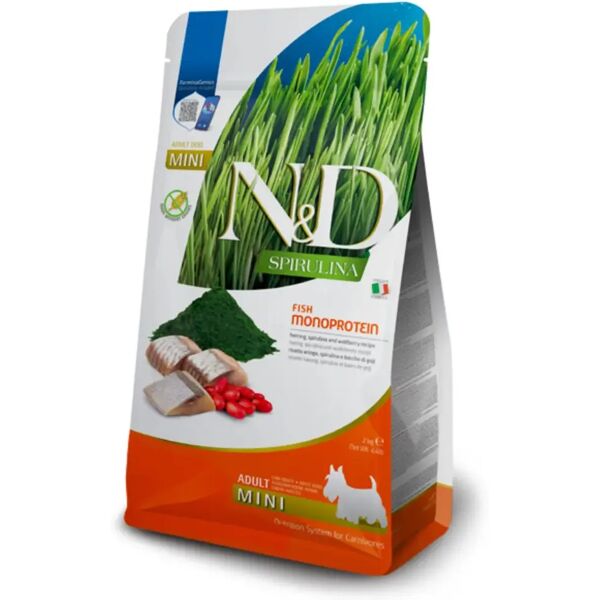 n&d dog spirulina adult mini aringa 2kg