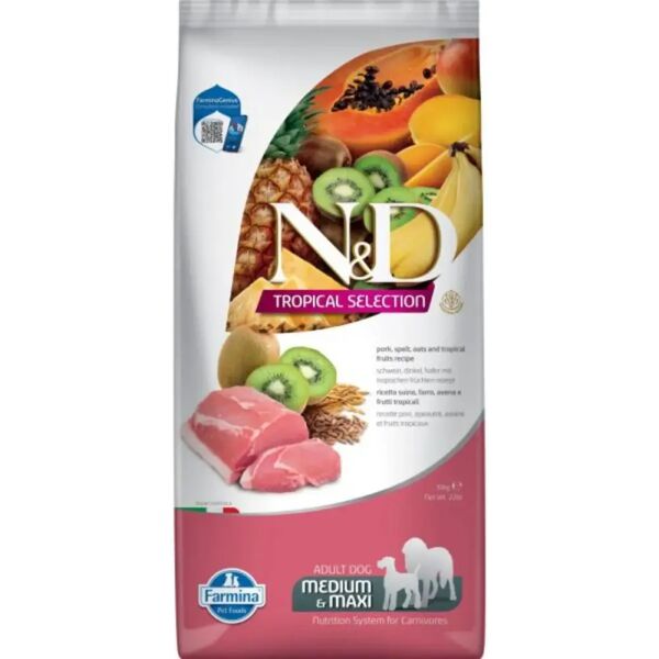 n&d dog tropical selection adult medium&maxi maiale 10kg