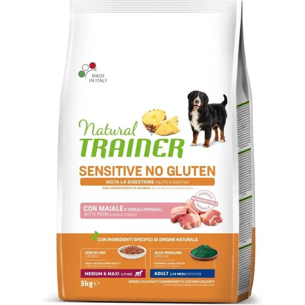 natural trainer sensitive no gluten adult medium maxi maiale 3kg