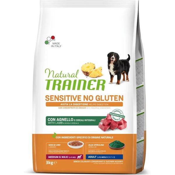 natural trainer sensitive no gluten medium&maxi adult con agnello 3kg