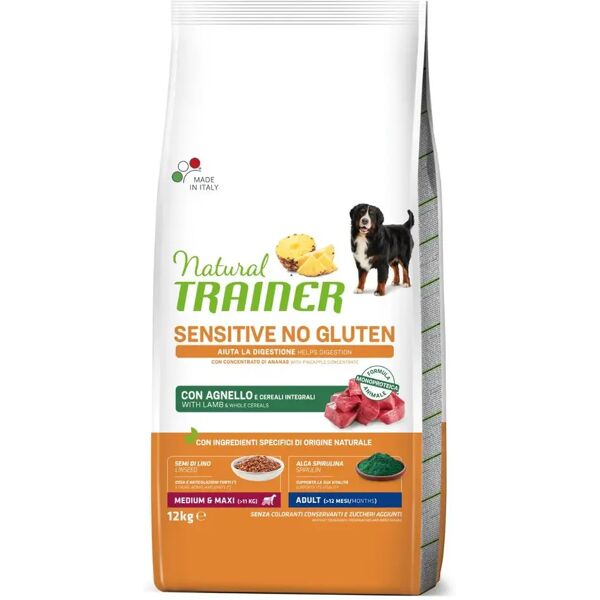 natural trainer sensitive no gluten medium&maxi adult con agnello 12kg