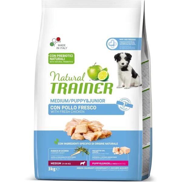 natural trainer puppy&junior medium con pollo e riso 3kg