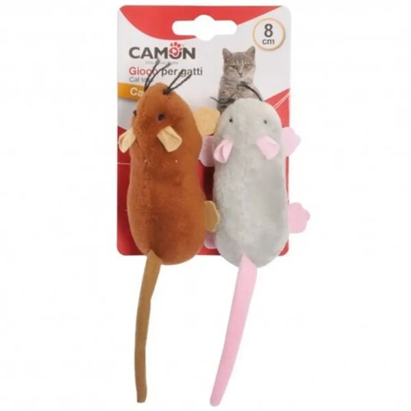 camon gioco gatto topolini con tasca per catnip 2pz