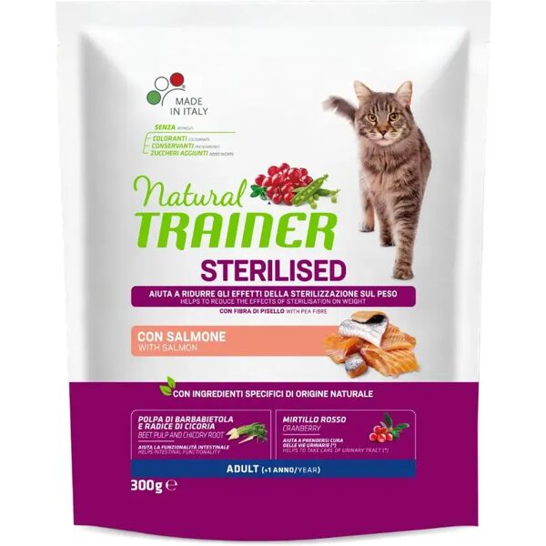 natural trainer gatto sterilised salmone 300g