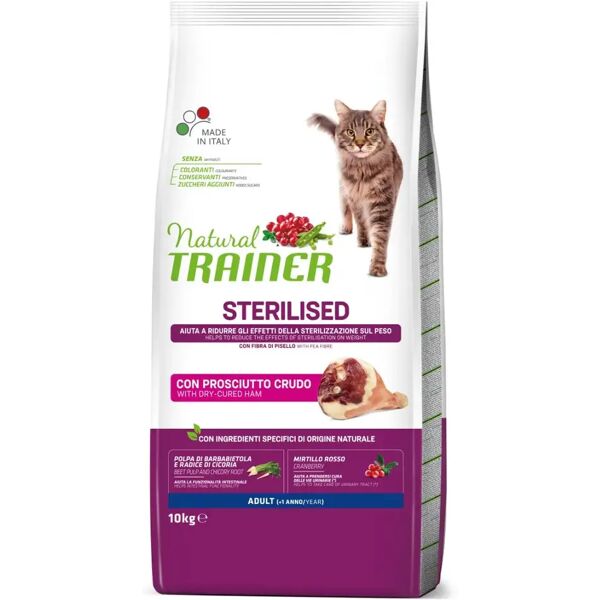 natural trainer gatto sterilised prosciutto 10kg