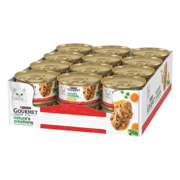 gourmet nature's creations cat lattina multipack 24x85g manzo e piselli